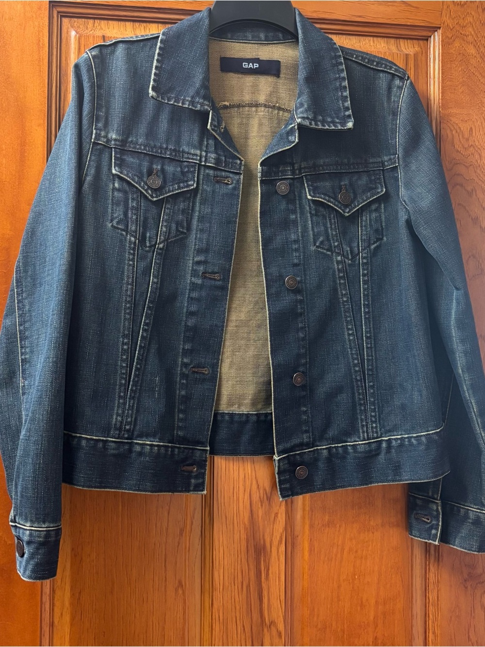 GAP womens vintage dark indigo blue denim jacket size medium